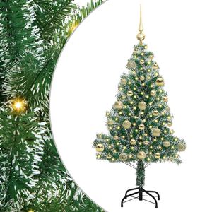 vidaXL Изкуствена коледна елха със сняг и LED светлина 120 cm