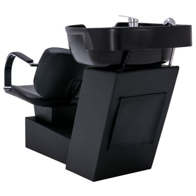 vidaXL Фризьорска мивка със салонни столове от изкуствена кожа