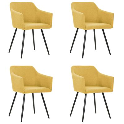 vidaXL Трапезни столове, 4 бр, жълти, текстил