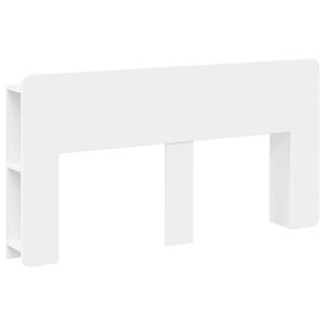 vidaXL Табла за легло със съхранение Бяло Инженерна дървесина