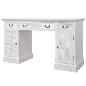 vidaXL Двойно настолно бюро, бяло, 140x48x80 cм