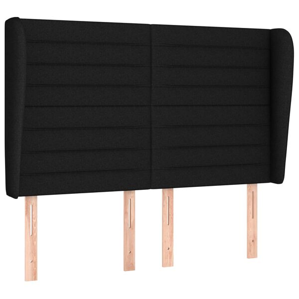 vidaXL Горна табла за легло с уши, черна, 147 x 23 x 118/128 см, плат
