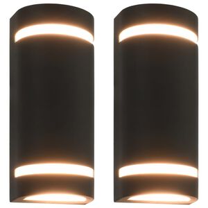 vidaXL Фасадни аплици, 2 бр, 35 W, черни, полукръгли