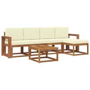 vidaXL Комплект дивани за открито 6 pcs Натурален и Крема