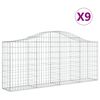 vidaXL Габионни кошници арка 9 бр 200x30x80/100 см поцинковано желязо