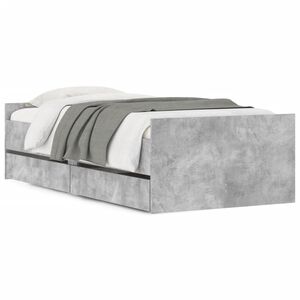 vidaXL Рамка за легло с чекмеджета бетонно сиво 75x190 см Small Single