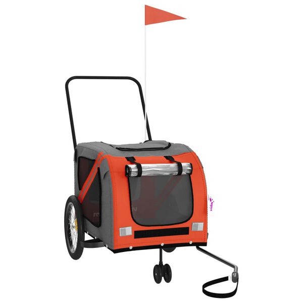 vidaXL Ремарке за колело за любимци оранжев и сив Оксфорд плат желязо