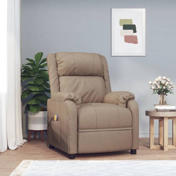 vidaXL Масажен стол, капучино, изкуствена кожа