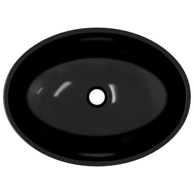 vidaXL Стъклена мивка 50x37x14 см черна