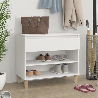 vidaXL Шкаф за обувки, бял, 70x36x60 см, инженерно дърво