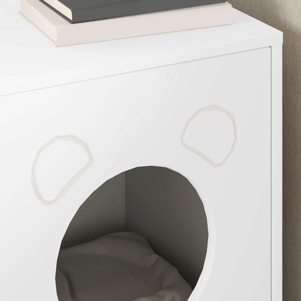 vidaXL Къща за котки Бяло 42,5 x 40 x 53 см Инженерно дърво