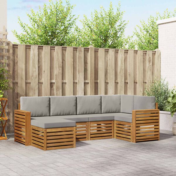 vidaXL Комплект секционен диван 6 pcs Естествено и светло сиво