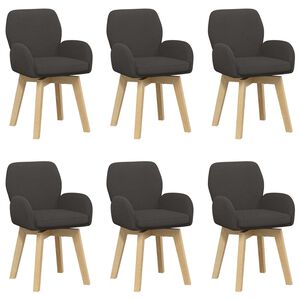 vidaXL Въртящи се трапезни столове 6 pcs Букле Тъмносиво