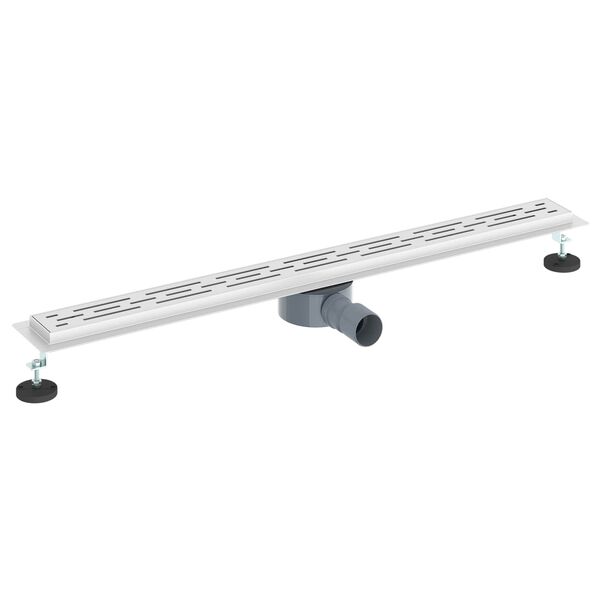 vidaXL Душов дренаж с стъклен капак и 360&deg; сифона Сребрист 90 cm