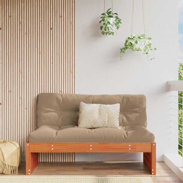 vidaXL Градинен среден диван Масивна боровина Восъчен Кафяв