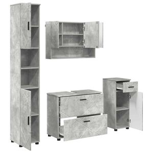 vidaXL Комплект мебели за баня 4 бр. Циментено сиво 35 x 30 x 192 см