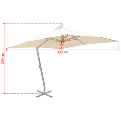 vidaXL Висящ чадър за слънце, 300x300 см, алуминиев прът, пясъчен