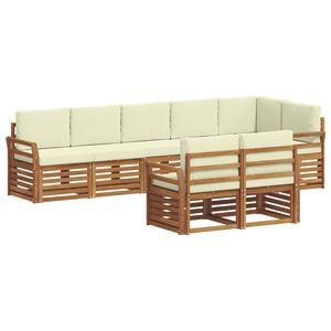 vidaXL Комплекти дивани 8 pcs Натурален и Крема Солидно акациево дърво