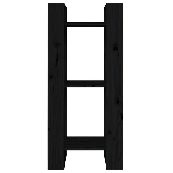 vidaXL Библиотека/разделител за стая, черна, 41x35x91 см, бор масив