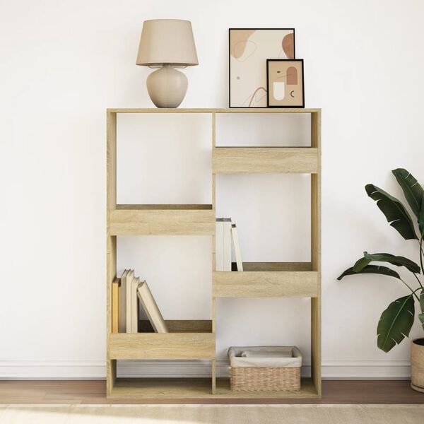 vidaXL Библиотека, сонома дъб, 100x33x135 см, инженерно дърво