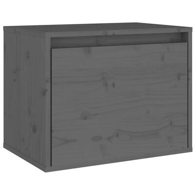 vidaXL Стенен шкаф, сив, 45x30x35 см, бор масив
