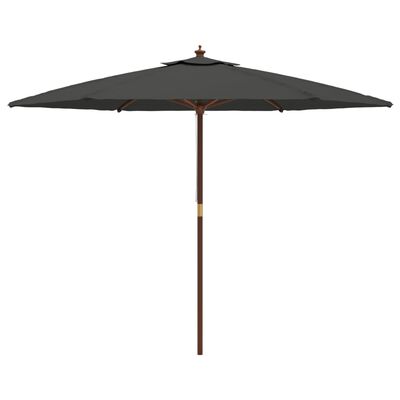 vidaXL Градински чадър с дървен прът, антрацит, 299x240 см