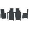 vidaXL Комплект за хранене в градината 7 pcs Черно полиратан