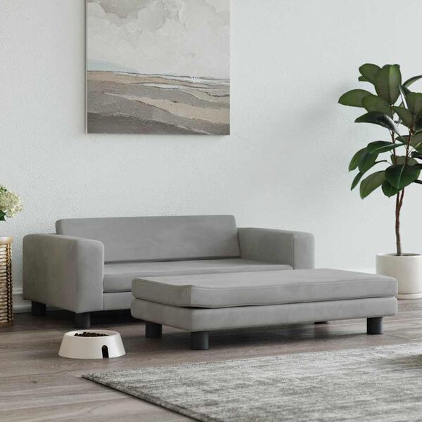 vidaXL Кучешко легло с разширение светлосиво 100x50x30 см кадифе