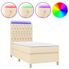 vidaXL Боксспринг легло с матрак и LED, кремава, 90x200 см, плат