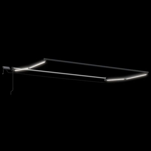 vidaXL Ръчен изтеглящ сенник с LED светлини Бял 4 x 2 m