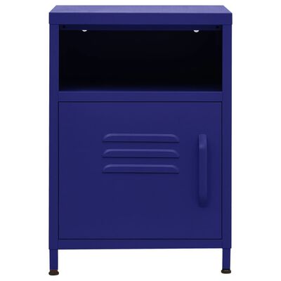 vidaXL Нощно шкафче, нейви синьо, 35х35х51 см, стомана