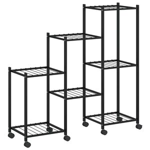 vidaXL Стойка за цветя на колела 83x25x83,5 см черна желязо