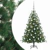 vidaXL Изкуствена коледна елха с топки 150 см 150 LED светодиода