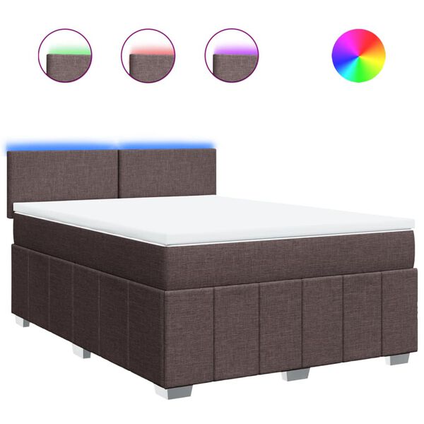 vidaXL Боксспринг легло с матрак, тъмнокафяво, 140x200 см, плат