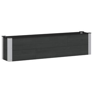 vidaXL Градинска повдигната леха Черно 150 x 30 x 36 см WPC и алуминий