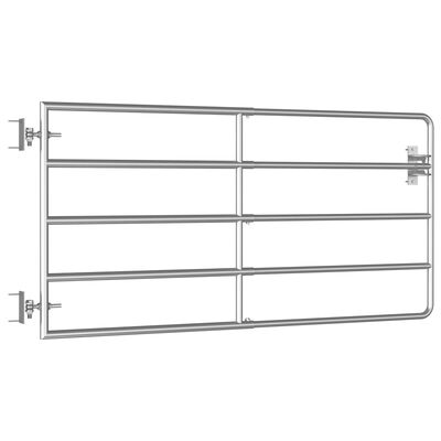 vidaXL Оградна порта, 5 пръта, стомана, (95-170)x90 см, сребриста