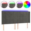 vidaXL LED горна табла за легло, тъмносива, 183x16x118/128 см, кадифе
