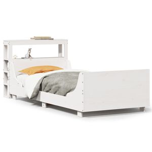vidaXL Рамка за легло без матрак, бял, 75x190 см, борово дърво масив