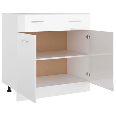 vidaXL Долен шкаф с чекмедже, бял гланц, 80x46x81,5 см, ПДЧ
