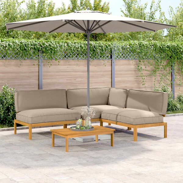 vidaXL Комплект дивани Едноцветен 4 pcs Таупе Солидно акациево дърво