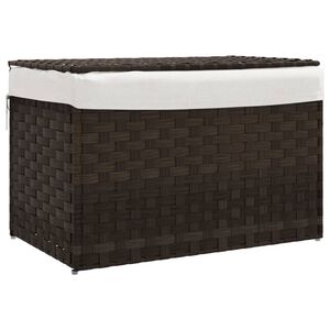 vidaXL Кош за пране с капак, тъмнокафяв, 55,5x35x34 см, полиратан
