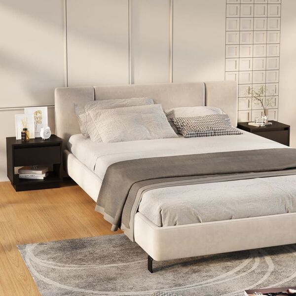 vidaXL Нощни шкафчета, 2 бр, черни, 45x34x44 см, инженерно дърво