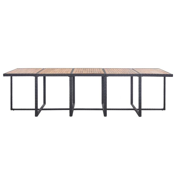 vidaXL Градински комплект с възглавници, 15 части, полиратан, черен