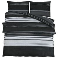 vidaXL Комплект спално бельо, черно и бяло, 155x220 см, памук