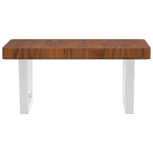 vidaXL Стенен рафт за мивка, стомана и масивно дърво дъб