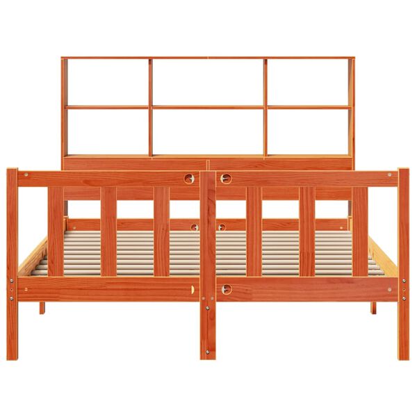 vidaXL Легло с етажерка за книги, без матрак, 150x200 см, бор масив