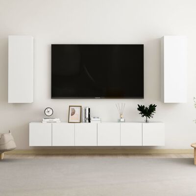 vidaXL Комплект ТВ шкафове от 5 части, бял, ПДЧ