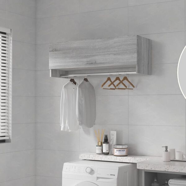 vidaXL Гардероб, сив сонома, 100x32,5x35 см, инженерно дърво