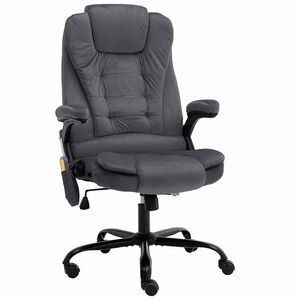 vidaXL Масажиращ офис стол, тъмносив, кадифе