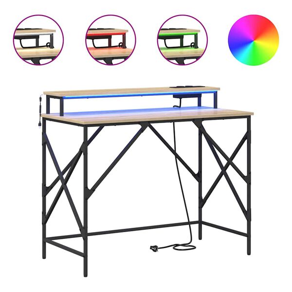 vidaXL Бюро с рафт Сонома дъб 100 x 50 x 86,5 см Инженерно дърво